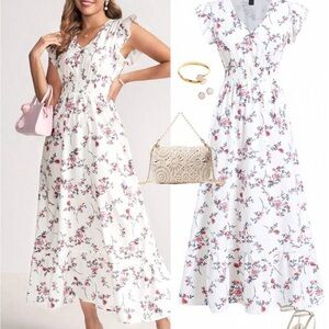 SHEIN White Floral Maxi Dress